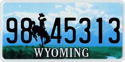 WY license plate 9845313