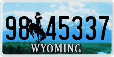 WY license plate 9845337