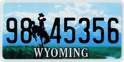 WY license plate 9845356