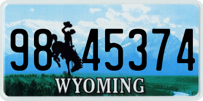 WY license plate 9845374