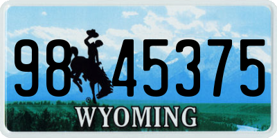WY license plate 9845375