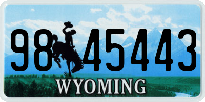 WY license plate 9845443