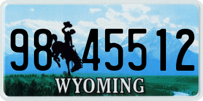 WY license plate 9845512