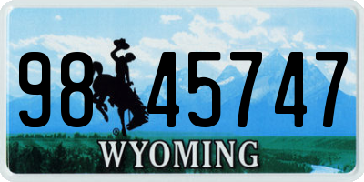 WY license plate 9845747