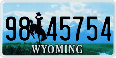 WY license plate 9845754