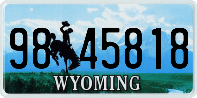 WY license plate 9845818