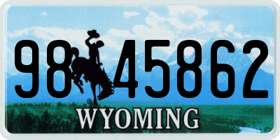WY license plate 9845862