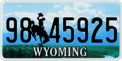 WY license plate 9845925