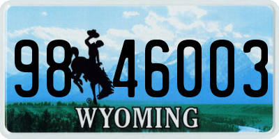 WY license plate 9846003