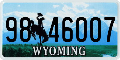 WY license plate 9846007
