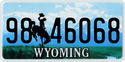 WY license plate 9846068
