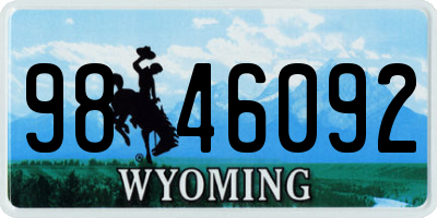 WY license plate 9846092