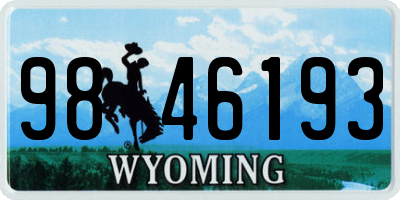 WY license plate 9846193