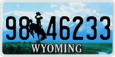 WY license plate 9846233