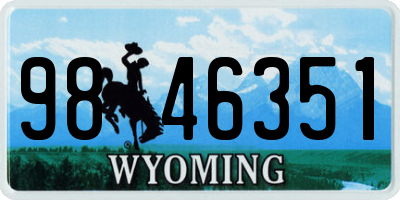 WY license plate 9846351