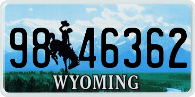 WY license plate 9846362