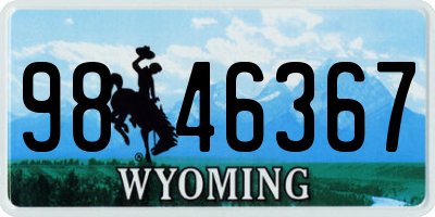 WY license plate 9846367