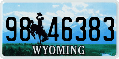 WY license plate 9846383