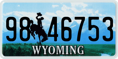 WY license plate 9846753