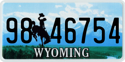 WY license plate 9846754