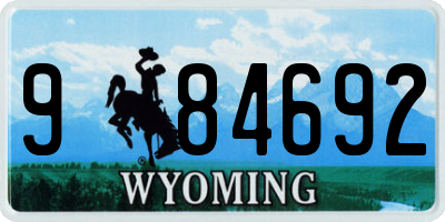 WY license plate 984692