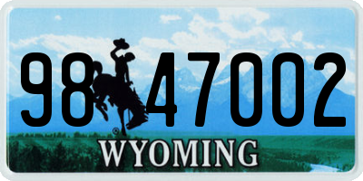 WY license plate 9847002