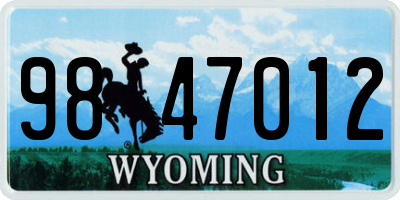 WY license plate 9847012