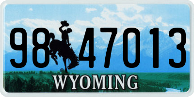 WY license plate 9847013