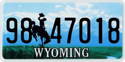 WY license plate 9847018