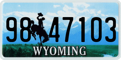 WY license plate 9847103