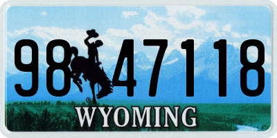 WY license plate 9847118