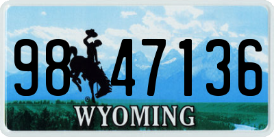 WY license plate 9847136