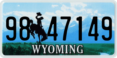 WY license plate 9847149