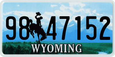 WY license plate 9847152