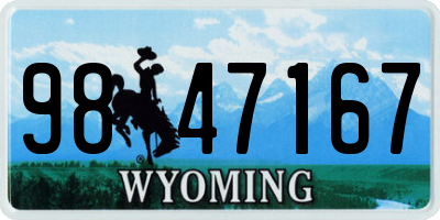 WY license plate 9847167