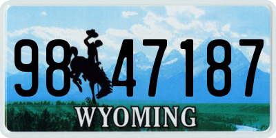 WY license plate 9847187