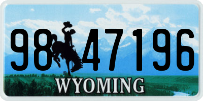 WY license plate 9847196
