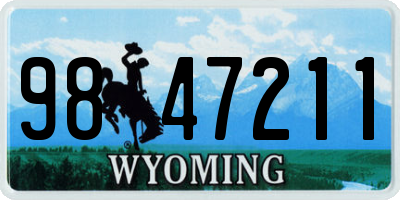 WY license plate 9847211