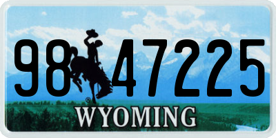 WY license plate 9847225