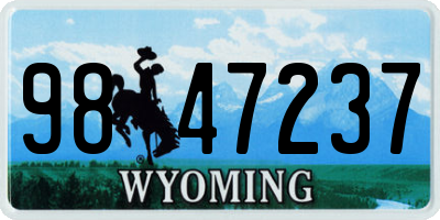 WY license plate 9847237
