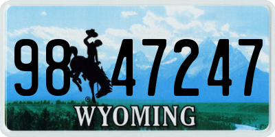WY license plate 9847247