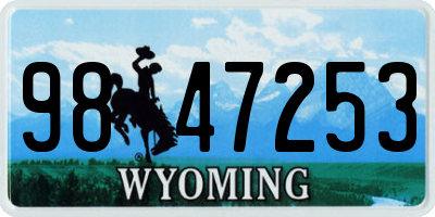 WY license plate 9847253