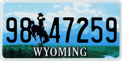 WY license plate 9847259