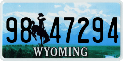 WY license plate 9847294