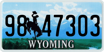 WY license plate 9847303