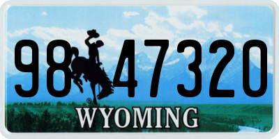 WY license plate 9847320