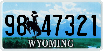 WY license plate 9847321