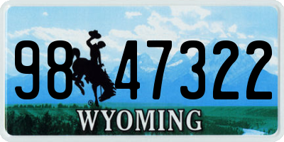 WY license plate 9847322