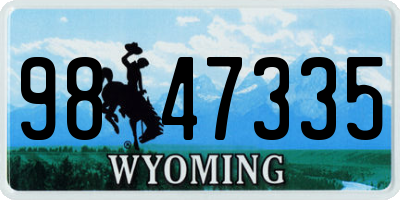 WY license plate 9847335