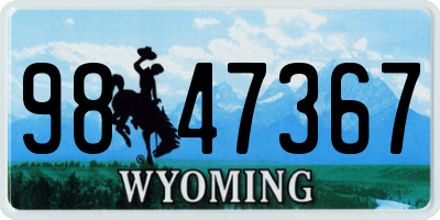 WY license plate 9847367